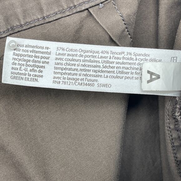 EILEEN FISHER Pants M Organic Cotton Stretch Twill Tapered Cropped Cuff Brown - Picture 10 of 14